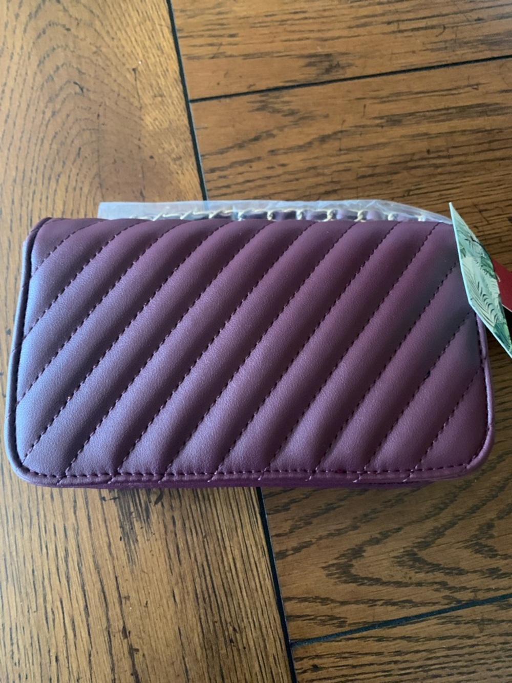 Badgley Mischka Quilted Plum Crossbody Bag with Chain Strap - Picture 8 of 8
